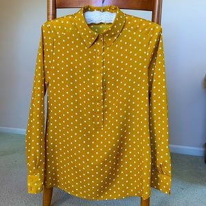 Ann Taylor Polka dot Blouse, Neutral Gold